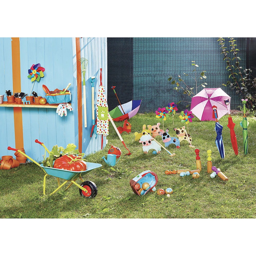 Vilac My Little Garden Tools – Set De Jardinería Infantil Con Regadera, Pala, Rastrillo Y Azada – Juguete De Madera Para Niños De 3+ Años