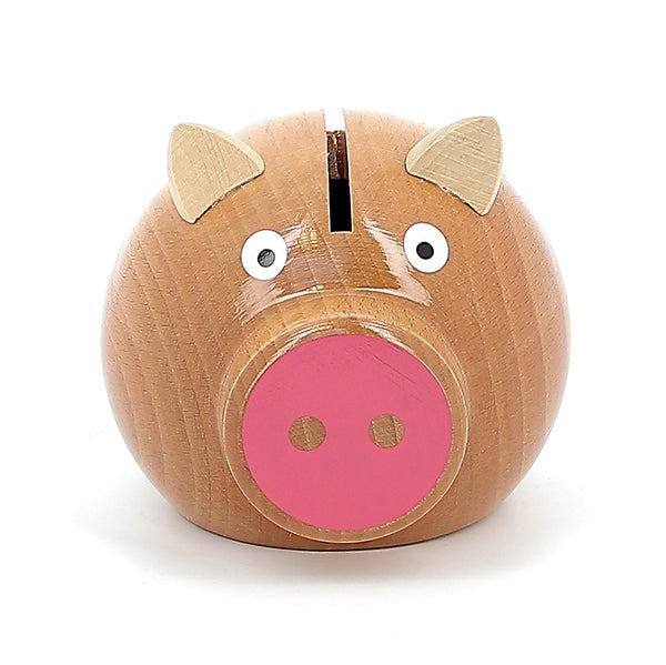 VILAC - Natural wood and pink pig money box