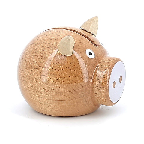 VILAC - Natural wood and white pig money box