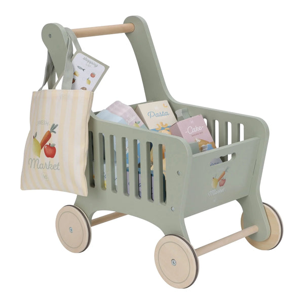 LITTLE DUTCH - Wooden shopping cart – Green