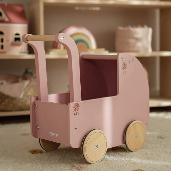 LITTLE DUTCH - Wooden doll stroller - Pink