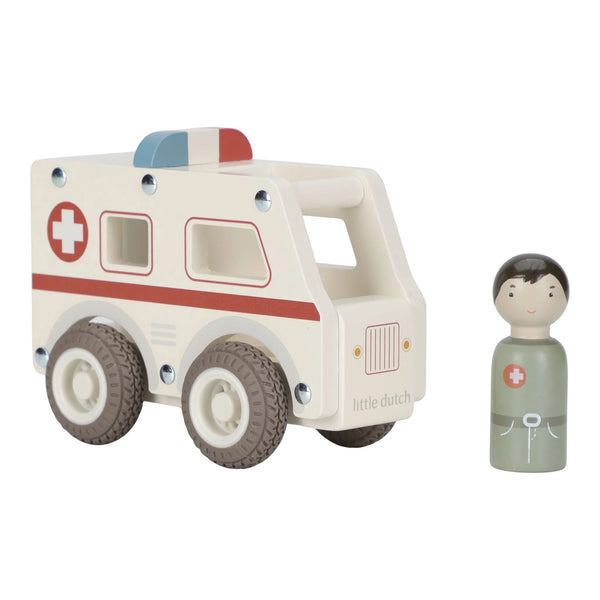 LITTLE DUTCH - Wooden Ambulance - White - Essentials
