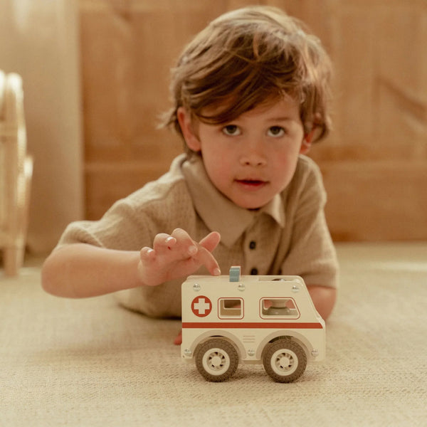 LITTLE DUTCH - Wooden Ambulance - White - Essentials