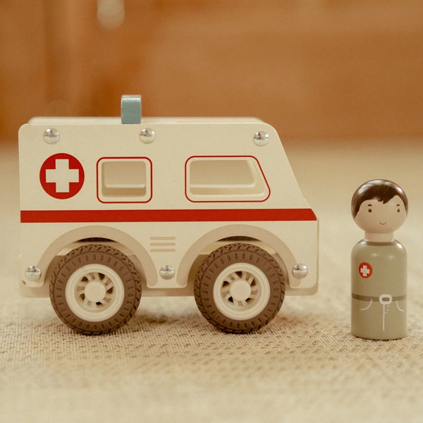 LITTLE DUTCH - Wooden Ambulance - White - Essentials