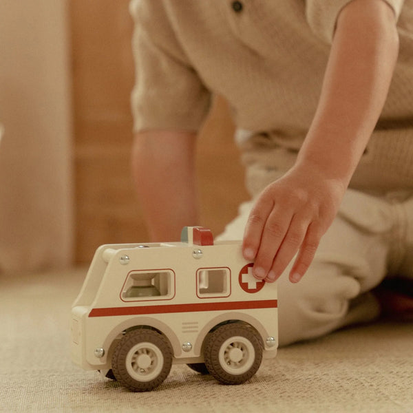 LITTLE DUTCH - Wooden Ambulance - White - Essentials