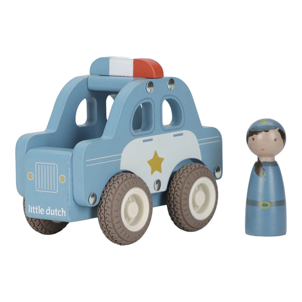LITTLE DUTCH - Wooden Police Car – Blue – Essentials