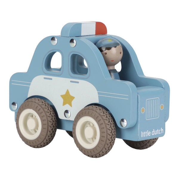 LITTLE DUTCH - Wooden Police Car – Blue – Essentials