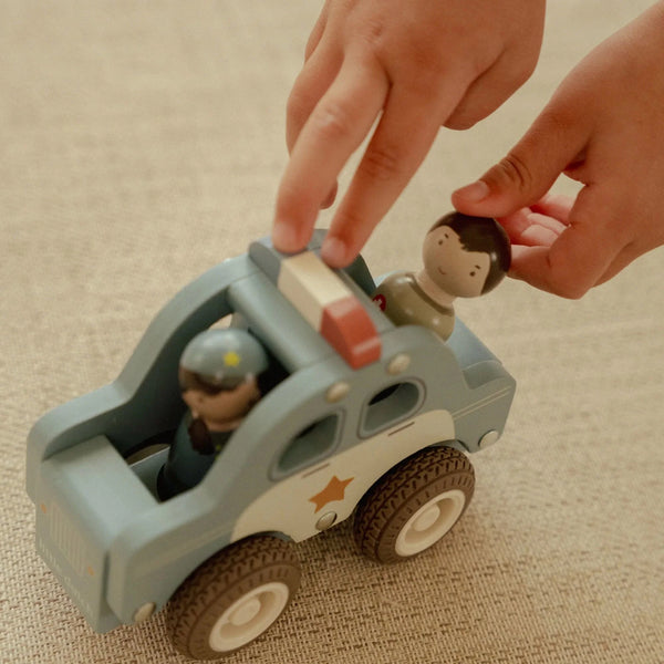 LITTLE DUTCH - Wooden Police Car – Blue – Essentials