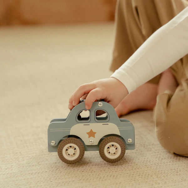 LITTLE DUTCH - Wooden Police Car – Blue – Essentials