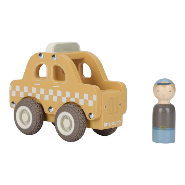 LITTLE DUTCH - Wooden taxi – Yellow – Essentials