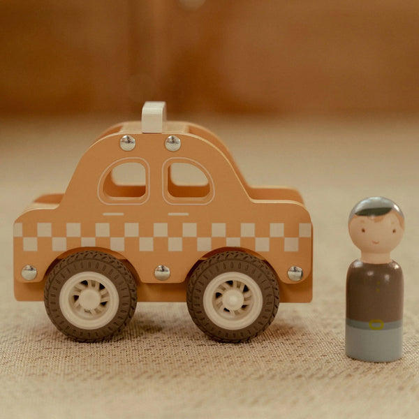 LITTLE DUTCH - Wooden taxi – Yellow – Essentials