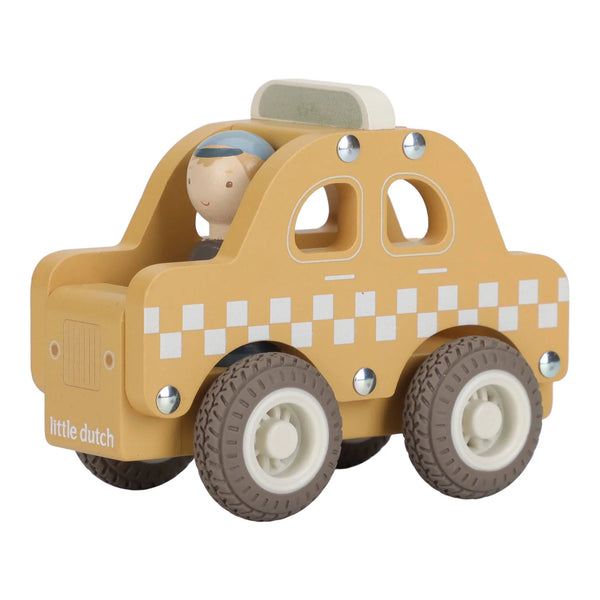 LITTLE DUTCH - Wooden taxi – Yellow – Essentials