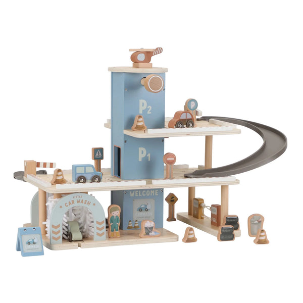 LITTLE DUTCH - Wooden Parking Garage – Blue – Essentials