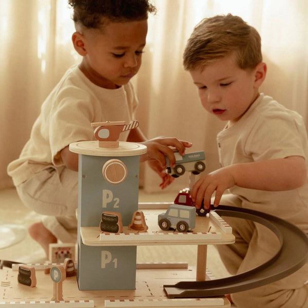 LITTLE DUTCH - Wooden Parking Garage – Blue – Essentials