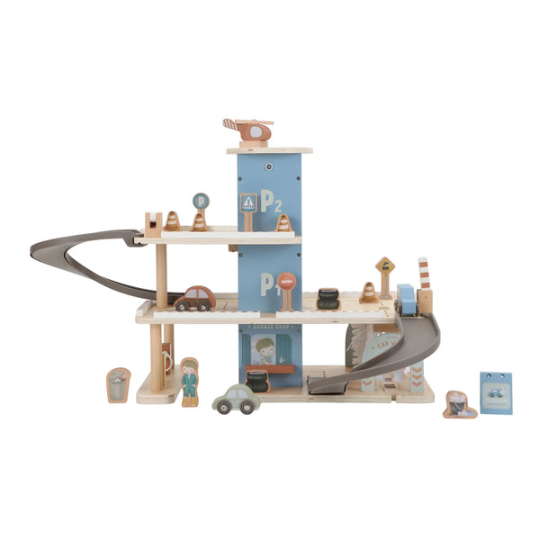 LITTLE DUTCH - Wooden Parking Garage – Blue – Essentials