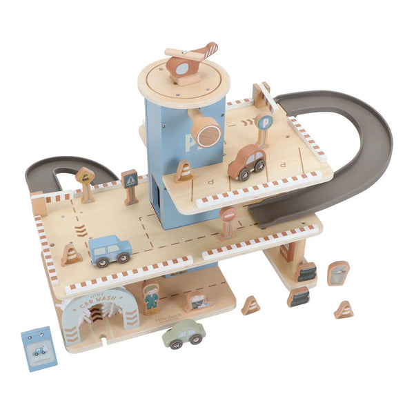 LITTLE DUTCH - Wooden Parking Garage – Blue – Essentials
