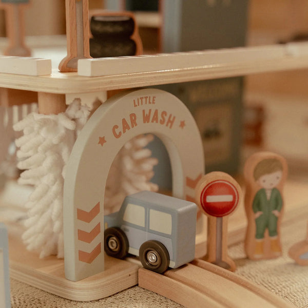LITTLE DUTCH - Wooden Parking Garage – Blue – Essentials