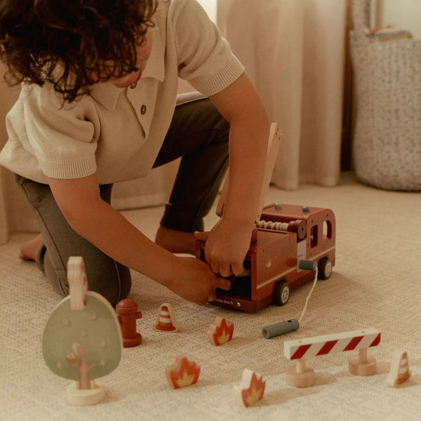 LITTLE DUTCH - Wooden Fire Truck – Red – Essentials