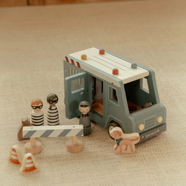LITTLE DUTCH - Wooden Police Car – Blue – Essentials Price