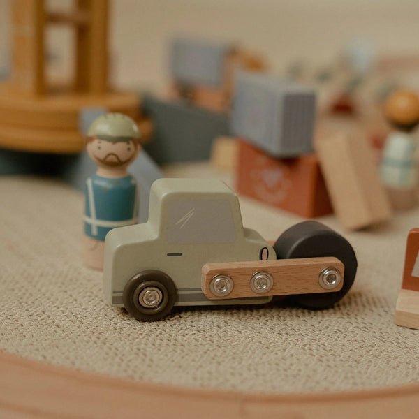 LITTLE DUTCH - Wooden Crane – Multicolored – Train track