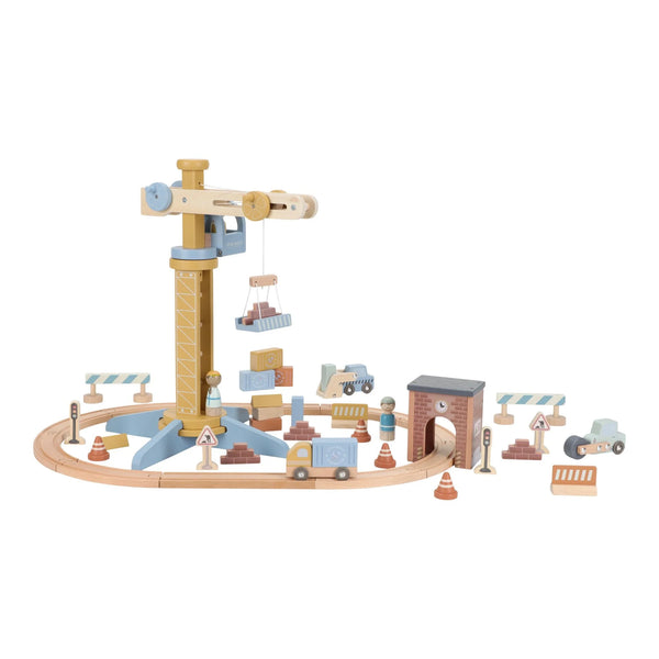 LITTLE DUTCH - Wooden Crane – Multicolored – Train track