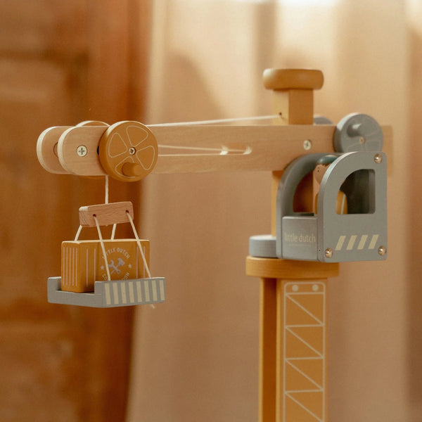 LITTLE DUTCH - Wooden Crane – Multicolored – Train track