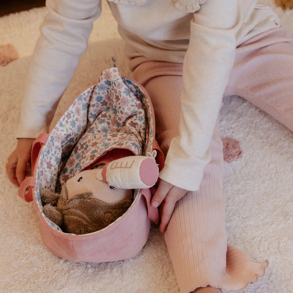 LITTLE DUTCH - Baby doll in basket Rosa GRS