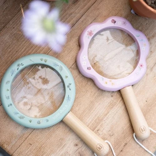 LITTLE DUTCH - Wooden Magnifying Glass - Blue - Forest Friends