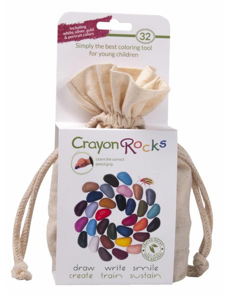CRAYON ROCKS - 32 Natural Soy Wax Crayons (Stimulating Tripod Grip)