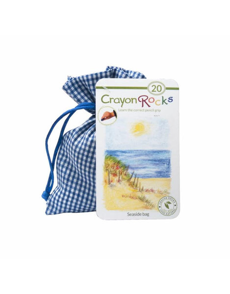 CRAYON ROCKS - 20 Natural Soy Wax Crayons SEASIDE Bag (Stimulating Tripod Grip)