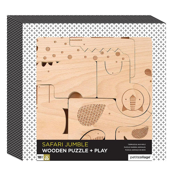 PETIT COLLAGE - Safari Wooden Puzzle & Play Set