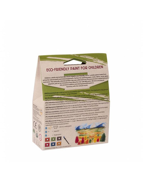 NATURAL EARTH PAINT - Children's Earth Paint - Kit DISCOVERY 1 litre, 1 bamboo brush