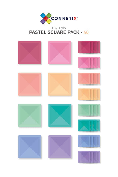 CONNETIX - 40 Piece Pastel Square Pack