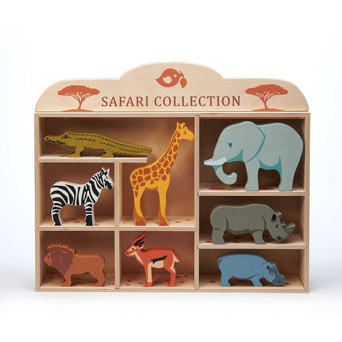 TENDER LEAF TOYS - 8 Safari Animals with Shelf